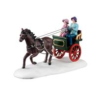 LEMAX Personaggio Carovana con neve "Winter Carriage Ride" in resina H8 x 13.5 x 6.5 cm