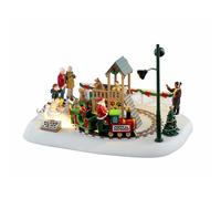 LEMAX Treno in movimento con Babbo Natale e luci led "Puppy Play Park" H15,5x23,5x17,8 cm