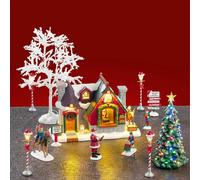 Lemax Santa's Snack Shack Set con Elfi e Renne Volanti