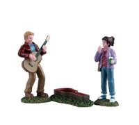 LEMAX Set 3 Personaggi con Chitarra Rockin 'Billy in Resina H6.8x10.9x2.9 cm