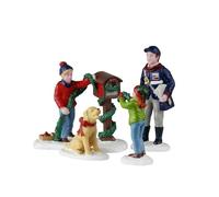 LEMAX Set 4 Personaggi decorando la cassetta postale "Mailbox Decorating" in resina H6.7x12.6x3.7 cm