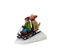 LEMAX Slitta con cagnolino Doggone Downhill Sledding in resina H4.8 x 6.5 x 3.7 cm