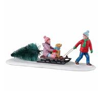 Lemax- Vail Village Accessory: Bringing Home Our Tree, Multicolore, 33628