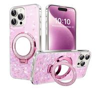 LEMAXELERS Cover per OPPO Reno 13 Pro 5G Custodia Glitter Supporto per anello Crystal Glitter Sottile Protettivo Bling Cover per Ragazze Antiurto Mirror Case per OPPO Reno 13 Pro 5G Rosa DJ.