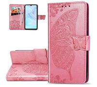LEMAXELERS Custodia Galaxy M31 Cover Portafoglio,Galaxy M31 Custodia Bling Strass Brillant Fiore Farfalla Rilievo Wallet Shock-Absorption Magnetica Leather Flip Cover,SD Butterfly Pink