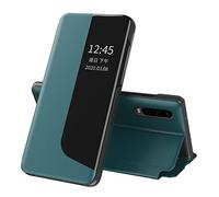 LEMAXELERS Custodia per Huawei P30 Cover, Huawei P30 Custodia Clear View pieghevole in pelle Ultra Slim Flip AntiGraffio Traslucido Stand Full Body Protettiva Custodia, QH CC Green