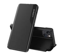 LEMAXELERS Custodia per iPhone 14 Cover, iPhone 14 Custodia Clear View pieghevole in pelle Ultra Slim Flip AntiGraffio Traslucido Stand Full Body Protettiva Custodia, QH CC Black