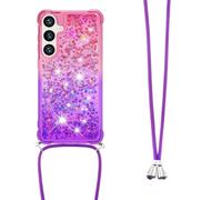 LEMAXELERS Custodia per Samsung Galaxy S26 Case Cellulare con Corda Collana,Glitter Bling Liquido Sabbie Mobili Bumper Case TPU Cover con Cordoncino Cordino Cover per Galaxy S26 YB GS Pink Zi