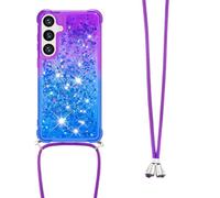 LEMAXELERS Custodia per Samsung Galaxy S26 Plus Case Cellulare con Corda Collana,Glitter Bling Liquido Sabbie Mobili Bumper TPU Cover con Cordoncino Cordino Cover per Galaxy S26 Plus YB GS Zi Blue