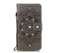 LEMAXELERS Galaxy S10 Custodia Cover Portafoglio,Galaxy S10 Custodia Glitter Diamond Fiore di Mandala in Rilievo Wallet Shock-Absorption Magnetica Supporto Leather Flip Cover,LD Diamond Gray