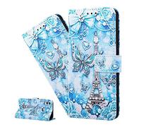 LEMAXELERS Mi Poco M3 Custodia Cover Portafoglio,Custodia Mi Poco M3 Pittura Colorata Wallet Shock-Absorption Magnetica Supporto Protettiva Leather Flip Cover,YB Diamond Butterfly Tower