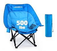 LEMBERI Sedia da campeggio oversize per adulti, 204,1 kg, resistente, comoda, pieghevole, sedia portatile con portabicchieri, tasca laterale e borsa termica