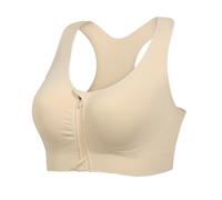 Lemef, Reggiseno Sportivo con Zip Frontale ad Alto Impatto, Reggiseno Post-operatorio a Compressione per Donne, Senza Fili, Racerback, Reggiseno Yoga Post-chirurgia, Beige, XXL