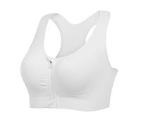 Lemef, Reggiseno Sportivo con Zip Frontale ad Alto Impatto, Reggiseno Post-operatorio a Compressione per Donne, Senza Fili, Racerback, Reggiseno Yoga Post-chirurgia, Bianco, XL
