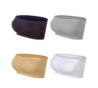Lemef Reggiseno Sportivo da Donna, Senza Cuciture, con Imbottitura Rimovibile, 1 Bianco, 1 Nero, 1 Color Pelle, 1 Grigio (Non Imbottito), L