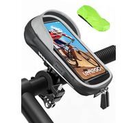 LEMEGO Porta Cellulare Bici Moto Impermeabile - Borsa Manubrio Bici MTB Monopattino Riflettente Porta Telefono Bici con Copertura Antipioggia Rotazione 360 Borsa Bici per Smartphone 4,7-7 Pollici