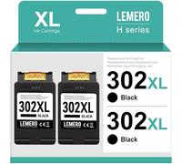 Lemero 302 cartucce XL nere compatibili con cartucce d'inchiostro HP 302 Multipack 302XL Nero per HP Envy 4525 4520 Deskjet 3630 3639 Officejet 3830 3831 5230(2-Pack)
