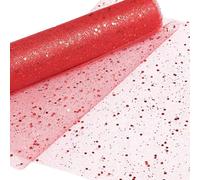 LEMESO Nastro Natalizio Rosso Tulle Natalizio per Porta Natale Rotolo 5 m per Decorazioni Natalizie Porta Casa Nastro per Albero di Natale Confezioni Fiori