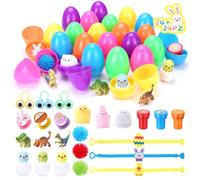 LEMESO Uova di Pasqua per Bambini per Caccia alle Uova di Pasqua 24+24 pz Gadget Pasqua Bambini Sorprese per Uova di Pasqua Giocattolini per Compleanno Scuola