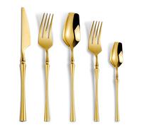 Lemeya Set di posate in acciaio inox 18/10, set di posate per 4 coltelli da cena, cucchiaio forchetta, lucidato a specchio, lavabile in lavastoviglie