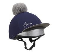 LeMieux Cappello da equitazione in seta con pompon in tessuto elasticizzato a 4 vie, coordinate con strati di base e sottosella, taglia unica