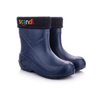 Lemigo Stivali Invernali Isolati in EVA per Bambini Unisex Nero Blu Rosa 24-37 EU (Blu Scuro Ricamo Colorato, numeric_28)