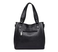 LEMITA Borsa a tracolla a tracolla da donna di mezza età di grande capacità con pannelli ricamati a tracolla, nera, 29cm * 33cm * 12cm