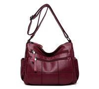 LEMITA Borsa a tracolla da donna in morbida pelle borsa madre di mezza età e anziana casual in morbida pelle diagonale cross-bag, bordeaux