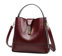 LEMITA Borsa da donna, borsa a secchiello, borsa a tracolla di grande capacità, borsa da sposa da sposa, bordeaux