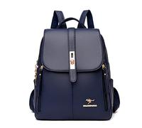 LEMITA PU luce signore zaino casuale grande capacità studente borsa da viaggio piccolo zaino, blu scuro, 26cm * 32cm * 14cm