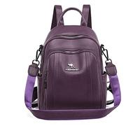 LEMITA Zaino multifunzione da donna in pelle da donna borsa da scuola zaini da viaggio di grande capacità, viola, 23 * 12 * 31 cm