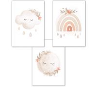 Lemmami Papeterie Set di 3 poster per cameretta dei bambini, formato DIN A4, decorazione per la cameretta dei bambini, pastello, decorazione da parete)