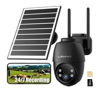 LEMNOI 4G LTE Telecamera da Esterno Solare con SIM preinstallata e scheda SD, Telecamere Batterie Senza Fili con Registrazione 24/7, Tracciamento Automatico, Visione Notturna a Colori, PIR, IP66