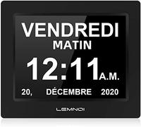 LEMNOI Orologio Digitale LCD da 8 pollici,Calendario Giornaliero Digitale Orologio con Data, Giorno e Ora,Non Abbreviati Automatico Oscuramento,8 Lingue per Perdita di Memoria,Ipovedenti
