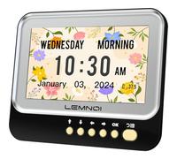 LEMNOI Sveglia Digitale,Orologio Anziani Demenza con Giorno e Data,Calendario Elettronico Orologio da Parete per anziani, ipovedent,15 Allarmi & Promemoria farmaci,Oscuramento Automatico (nero)