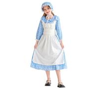 Lemoiitea Set di vestiti da bambina alla moda con stampa floreale, colletto a maniche lunghe + cappello + grembiule, vestito da cameriera europea, costume cosplay per bambini 4-12 anni