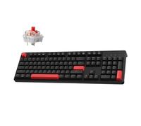 LEMOKEY Tastiera meccanica da gioco X3 cablata, layout 100% con tastiera programmabile QMK/VIA, interruttore rosso, retroilluminazione rossa per Windows