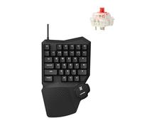LEMOKEY X0 Tastiera da gioco con una mano, 35 tasti rivolta a nord, tastiera QMK cablata retroilluminata rossa, poggiapolsi in silicone, copritasti a doppio scatto con interruttore meccanico lineare