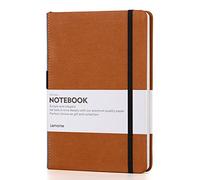 Lemome - Taccuino classico in formato A5 con supporto per penna, copertina rigida con tasca porta documenti, segnapagina e chiusura ad elastico, 180 pagine, 21,3 x 14,5 cm Grid Brown