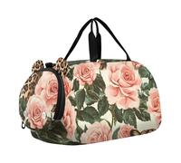 Lemon Blossom Ragazzi Carry on Duffel Weekend Duffel Overnight Ragazze Tote Duffle Bags Viaggio Bambini Bagaglio Borsa Sportiva, Leopardi Vintage Rose Fiori Beige, classico