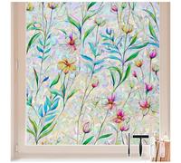 LEMON CLOUD Pellicola Privacy per Finestre Vetri 3D Fiori Decorative Autoadesive Controllo di Calore con Effetto Arcobaleno Anti-UV per Casa Bagno Cucina Ufficio 90 x 400 cm