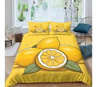 lemon fruitcopripiumino microfibra Set di 3 Pezzi stampa 3D con cerniera illustrated citrus style Set Di Copripiumino con federe per cuscini traspirante for bambini e adolescenti Double（200x200cm）