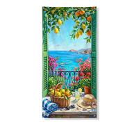 Lemon Grove - Striscione decorativo per porta d'ingresso, con vista tropicale sulla costa, per interni ed esterni, da appendere, per festival, vacanze, 91 x 183 cm