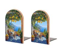 Lemon Grove Terrace - Fermalibri in legno, 2 pezzi, robusti portalibri, organizer da scrivania per biblioteche di casa e ufficio