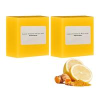 Lemon & Turmeric Kojic Acid Brightening Soap, Sapone schiarente all'acido kojico e limone e curcuma, Sapone all'acido Kojico, Saponetta Alla Curcuma, Sapone al limone per la pulizia (2)