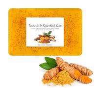 Lemon Turmeric Kojic Acid Soap, sapone per il viso e il corpo con una rete di schiuma (A)