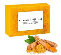 Lemon Turmeric Kojic Acid Soap, sapone per il viso e il corpo con una rete di schiuma (B)
