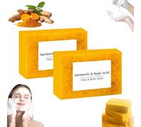 Lemon Turmeric Soap, Honey Glow Lemon Turmeric Kojic Acid Soap Bar, for Facial and Body, Deep Cleansing Moisturizing (Two boxes)