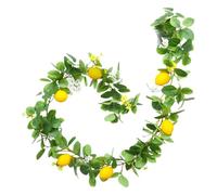 Lemon Wreath, 200cm Artificial Realistic Decorative Garland Ornament, Summer Front Door Hanging Decoration for Spring Farmhouse Porch Outdoor Outside Home House Wall Entryway Seasonal Display Use