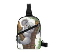 Lemon Zest - Borsa a tracolla con motivo a strisce gialle stampate, per uomini e donne, pieghevole, per attività all'aperto, per lo sport, Abbracciare albero Koala, One Size, Zaino casual